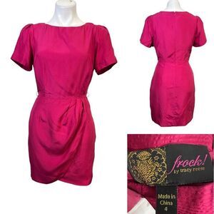 Frock! by Tracy Reese silk dress size 4 fuchsia pink‎ office short sleeve office